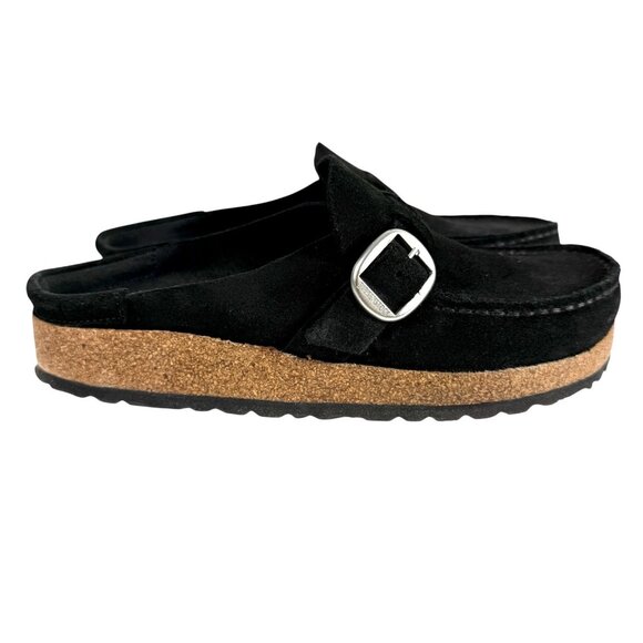 Birkenstock Buckley Black Suede Leather Slip On Clog Women’s Size 38 US 7 NEW - Picture 4 of 8
